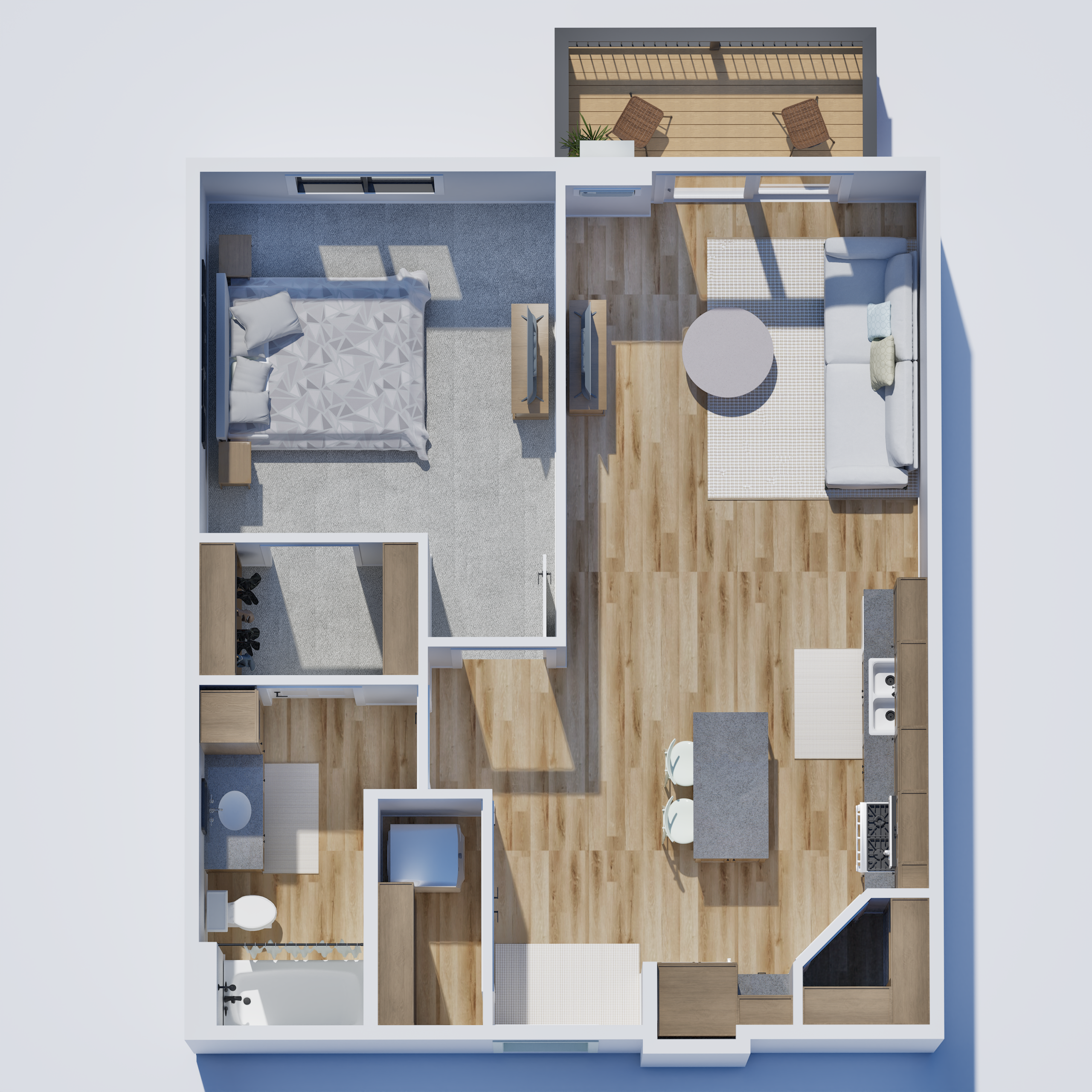 A one bedroom apartment.