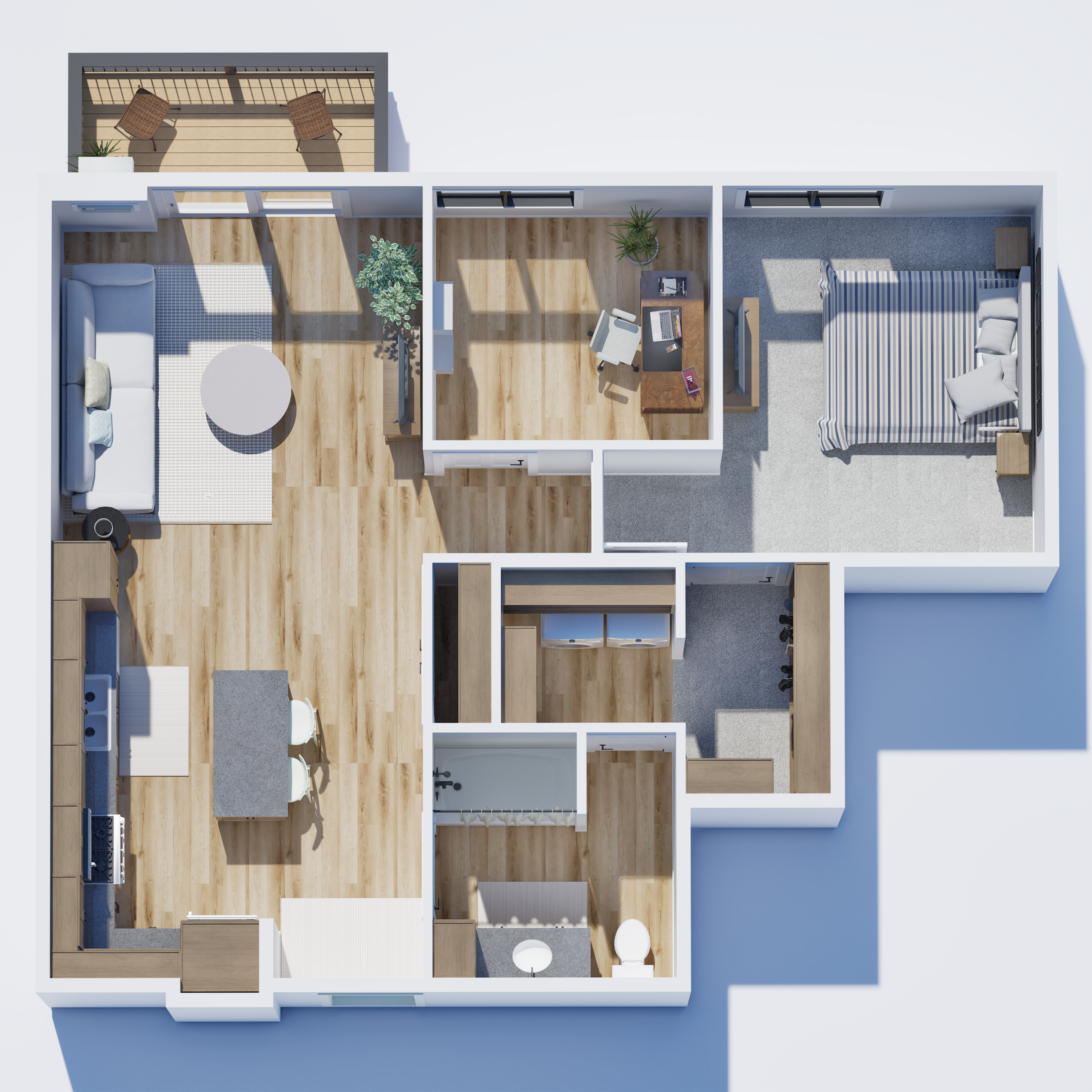 A one bedroom den apartment