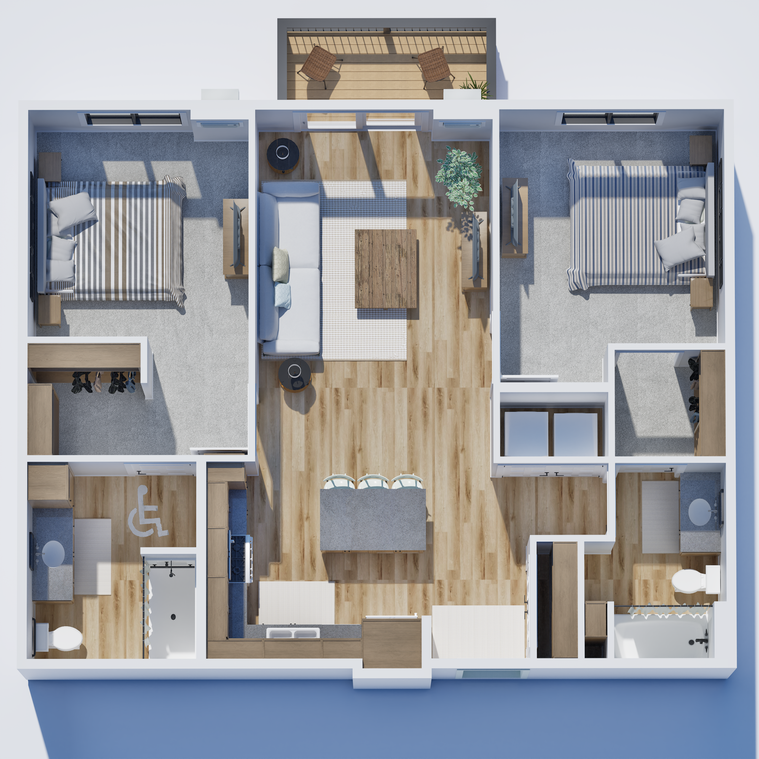 A two bedroom apartment.