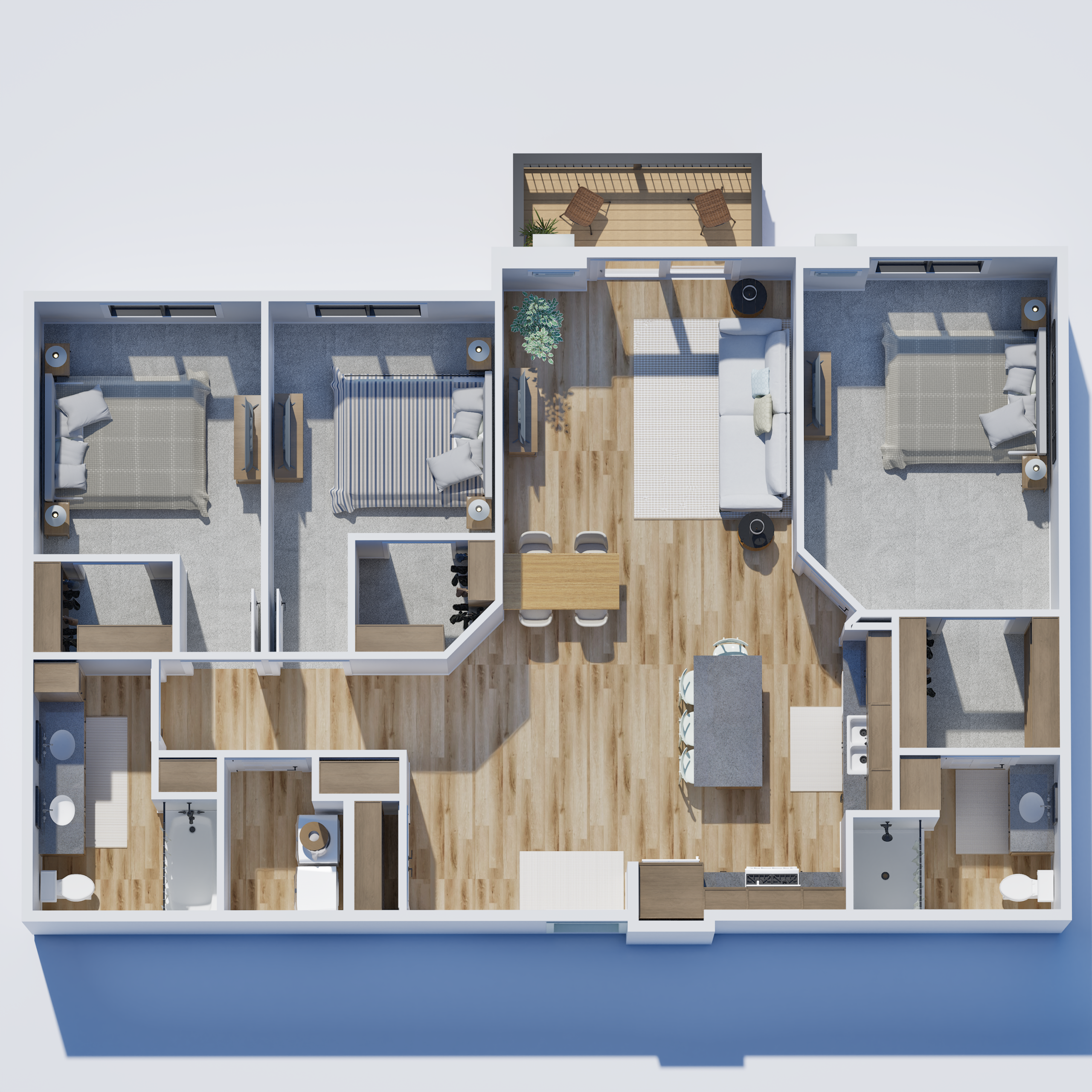 D2 A three bedroom apartment.